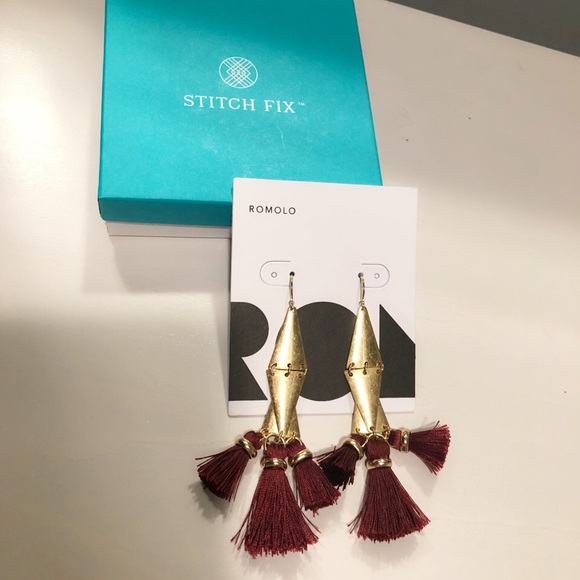 Maroon & Gold Tassel Earrings • Brand new!! - Picture 3 of 6